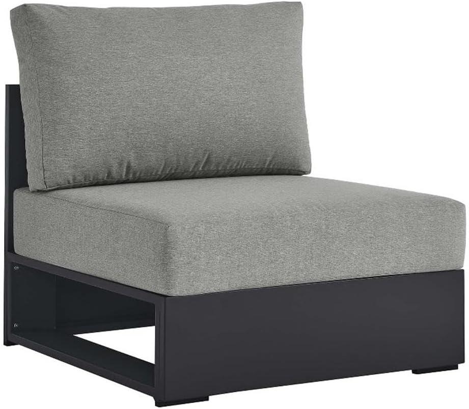 Gray Aluminum Armless Patio Chair with Weather-Resistant Cushions