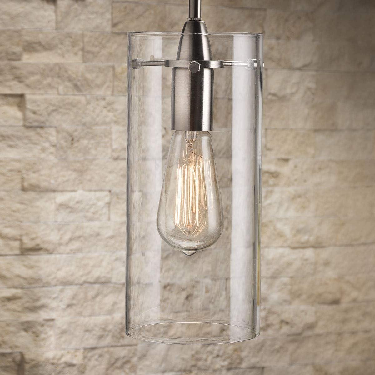 Mini Brushed Nickel Pendant Light with Clear Glass Shade