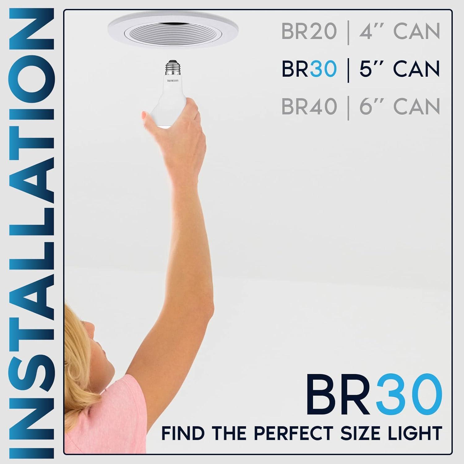 Luxrite BR30 LED Flood Light Bulb, 9W=65W, 4000K Cool White, 650 Lumens, Dimmable, UL Listed, E26 Base 1-Pack