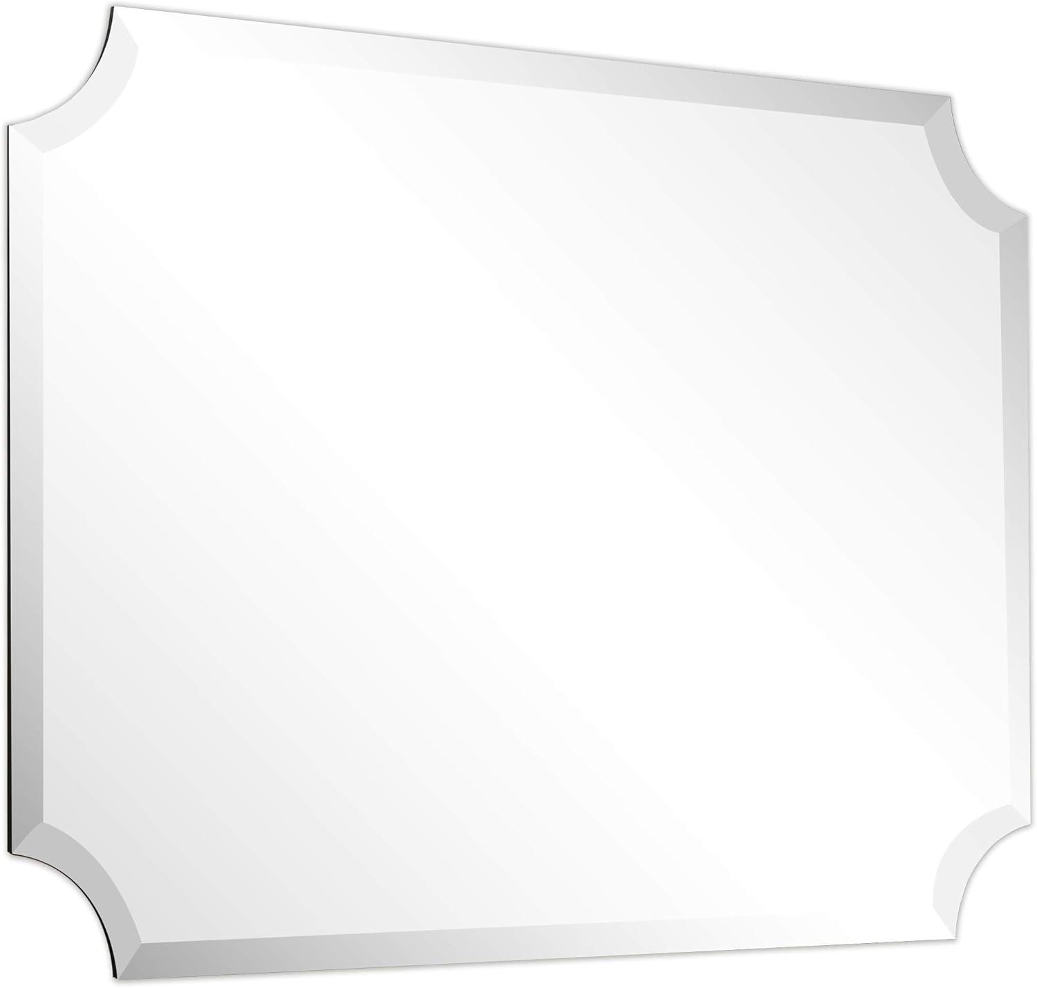 Empire Art Direct Frameless Rectangle Scalloped Beveled Wall Mirror - Clear 24 in. x 0.39 in. x 36 in.