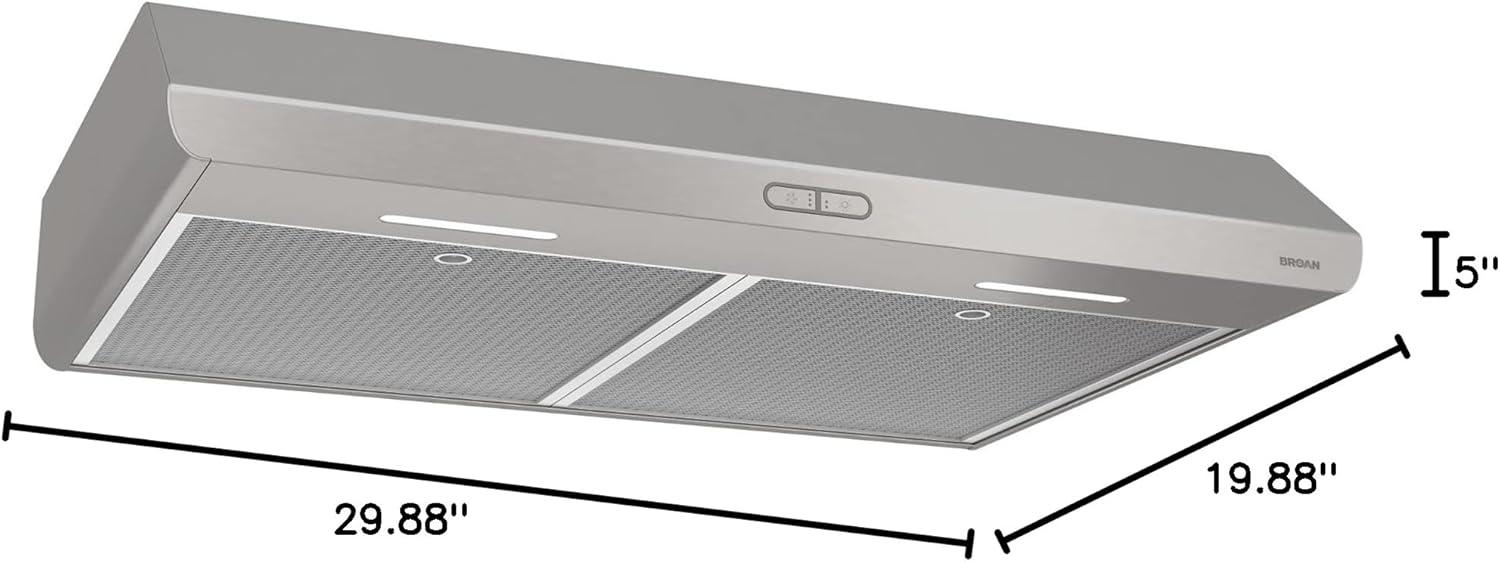 Broan BKDF130SSK 30 inch Stainless Under Cabinet Range Hood