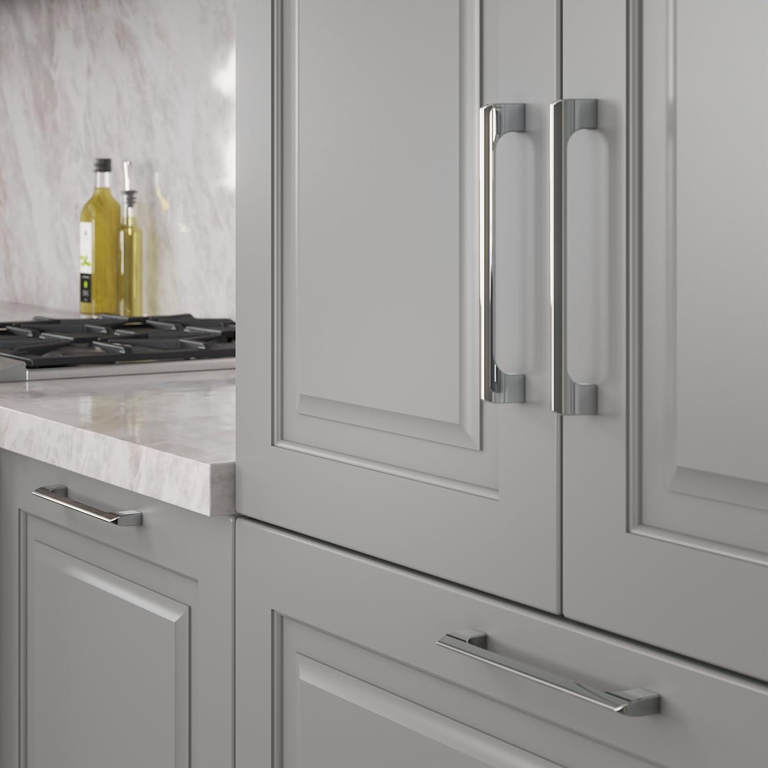 Hickory Hardware H076702-CH-10B 128 mm CC Forge Cabinet Pull, Polished Chrome - Pack of 10