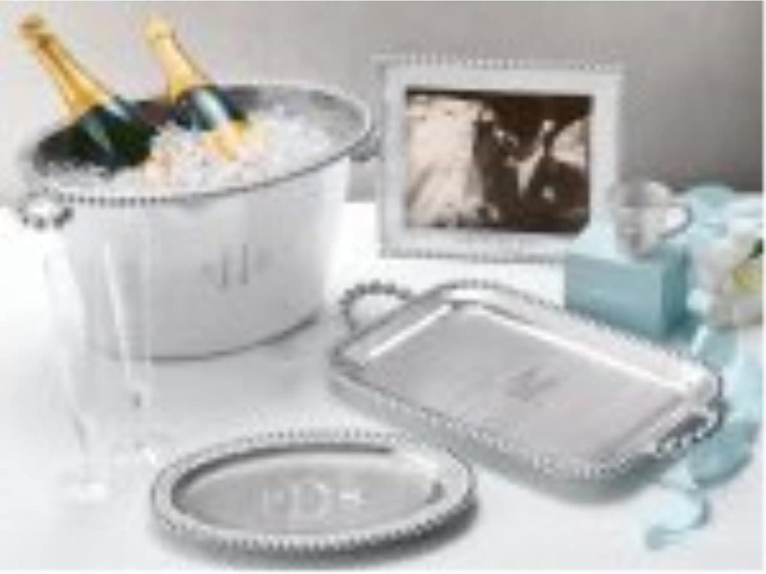 String of Pearls Polished Aluminum Rectangular Service Tray