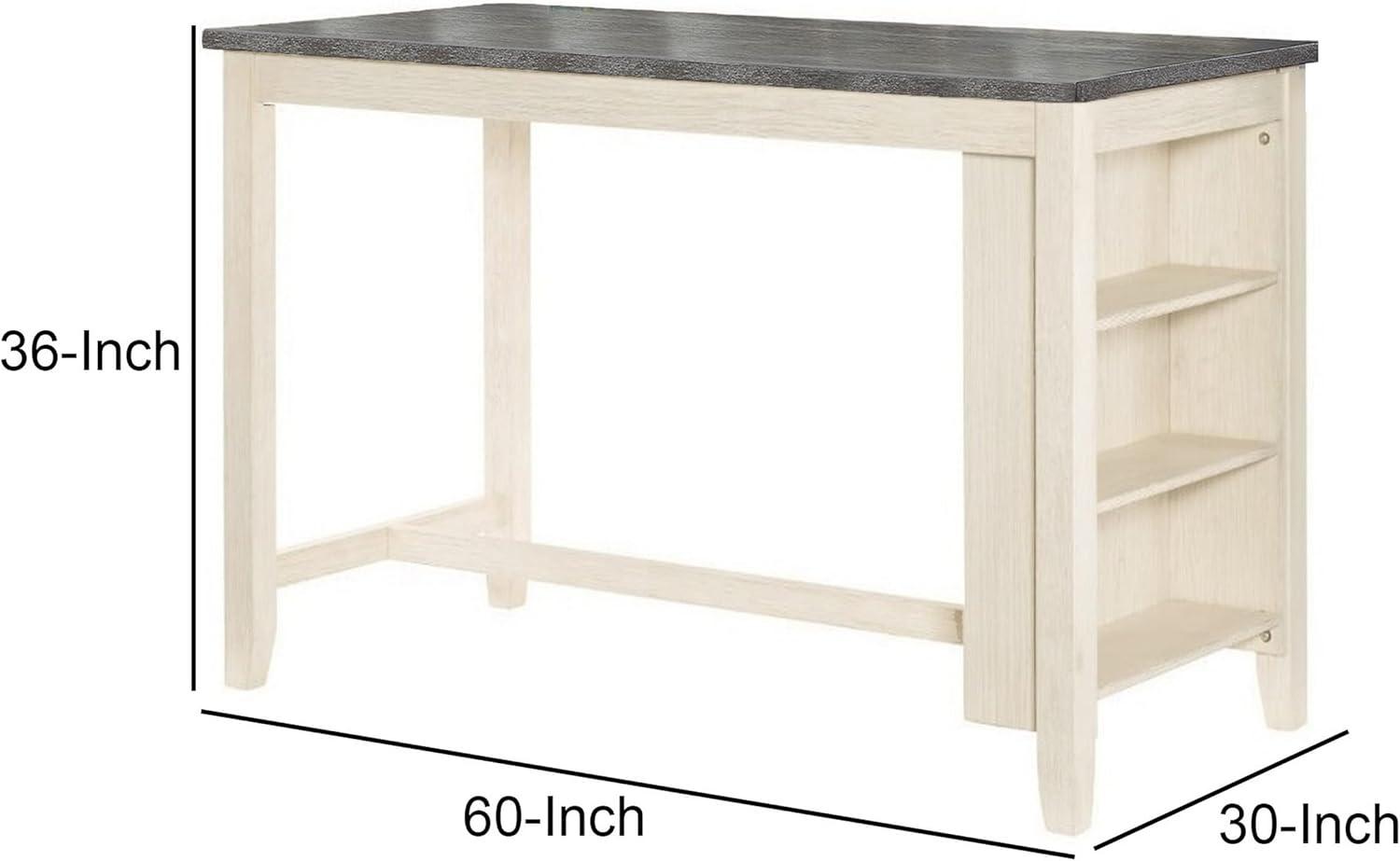 Joss 60 Inch Cottage Counter Height Table 2 Tone Wood Gray Top Cream Base - Saltoro Sherpi