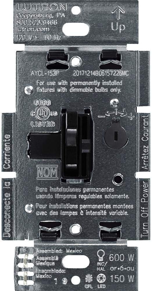 Black Smart LED Toggle Dimmer Switch for Dimmable Bulbs