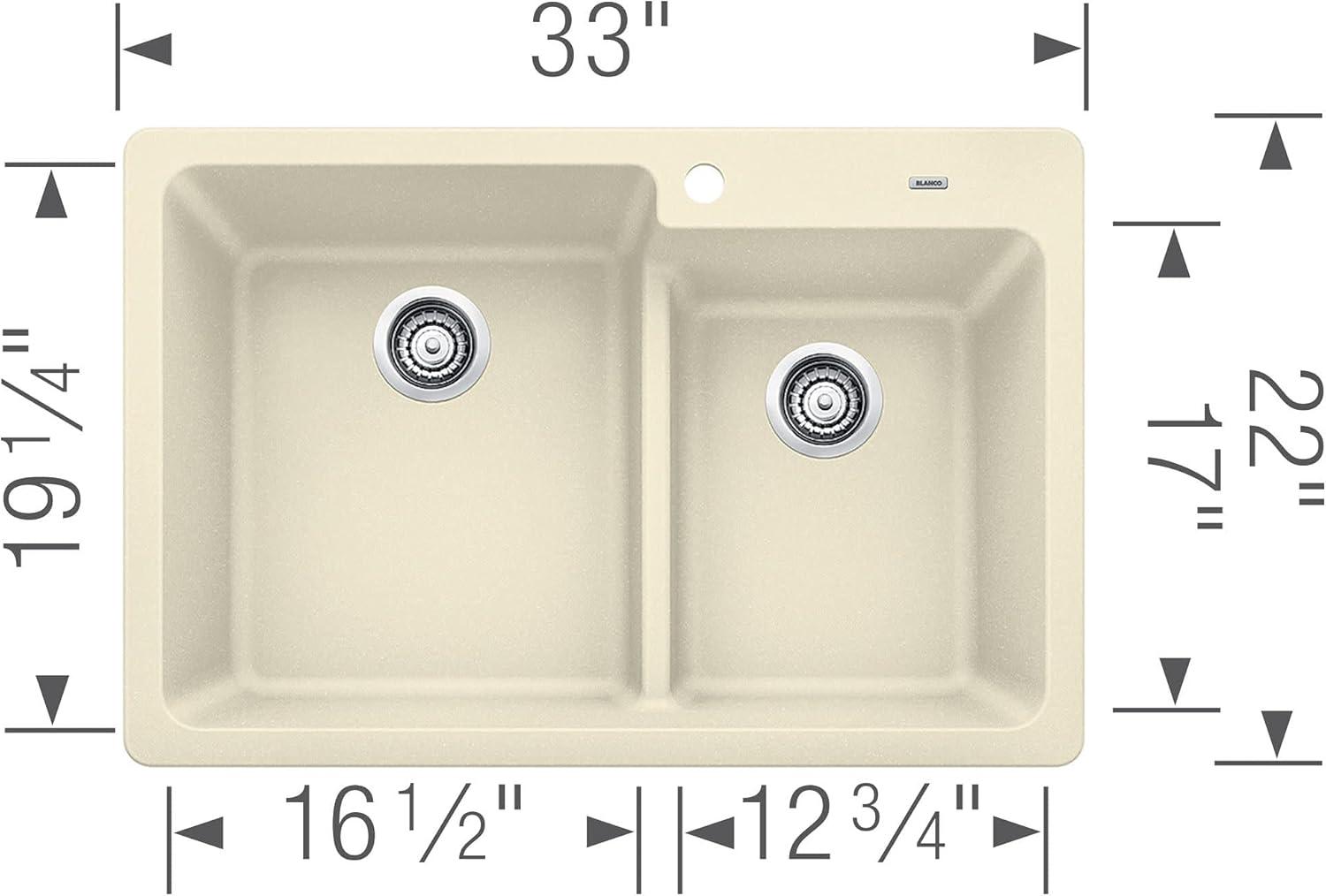 Blanco 442092 Grandis 33" Drop-In Or Undermount Double Basin Silgranit Kitchen Sink -