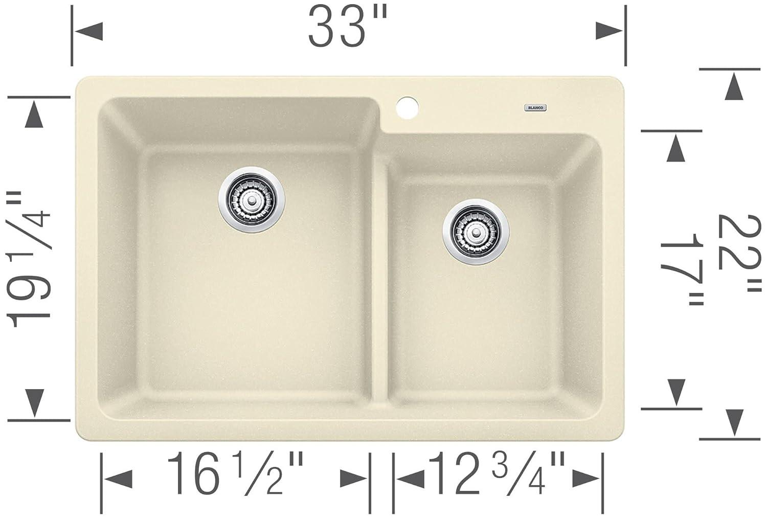Blanco 442092 Grandis 33" Drop-In Or Undermount Double Basin Silgranit Kitchen Sink -