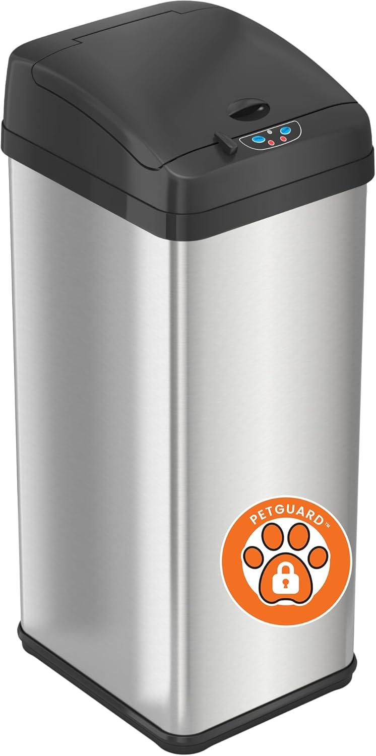 Deodorizer PetGuard Deluxe Stainless Steel 13 Gallon Motion Sensor Trash Can