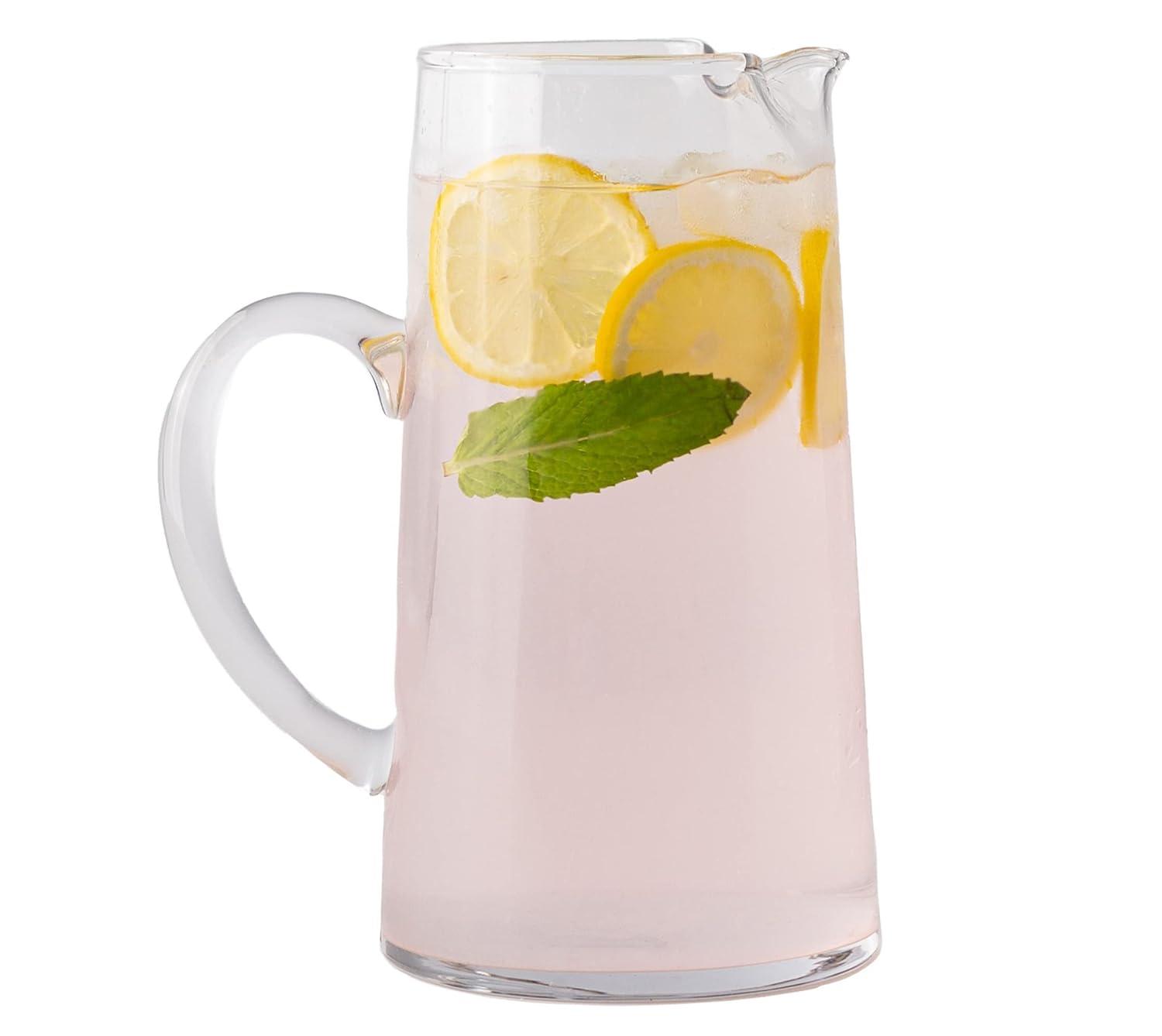 Glass Water Pitcher with Spout – Elegant Serving Carafe for Water, Juice, Sangria, Lemonade, and Cocktails – Crystal-Clear Glass Beverage Pitcher. (31259)