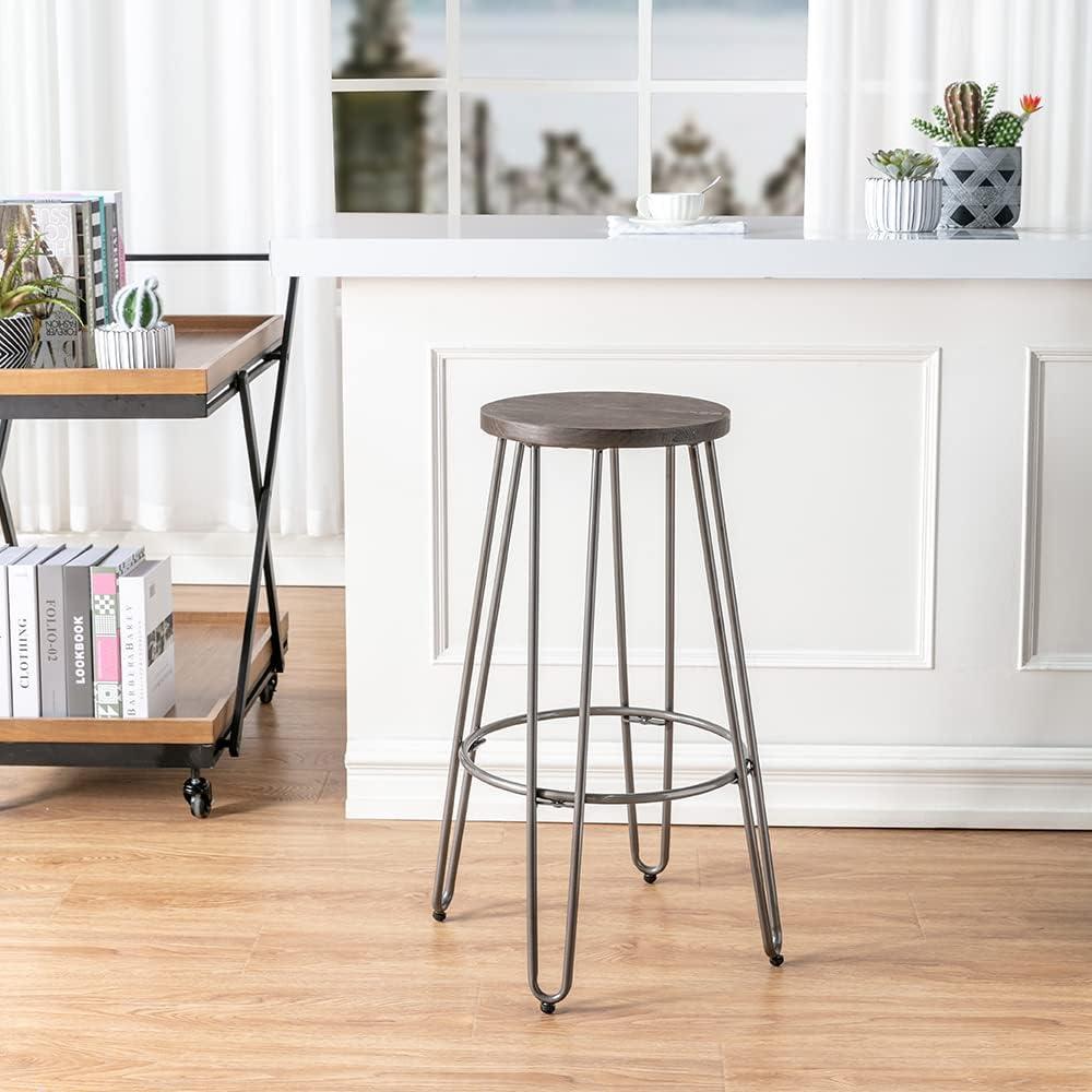 29" Quinn Barstool Metal - ACEssentials: Powder-Coated Steel Frame, Fixed Height, Mid-Century Modern Design