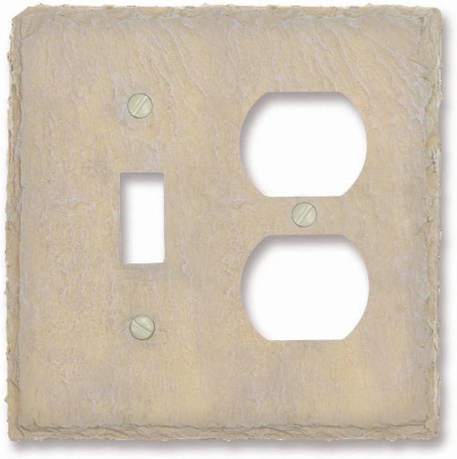 Amerelle 8345TDA Faux Slate Wallplate, 1 Toggle / 1 Duplex, Faux Slate, Almond, 1-Pack