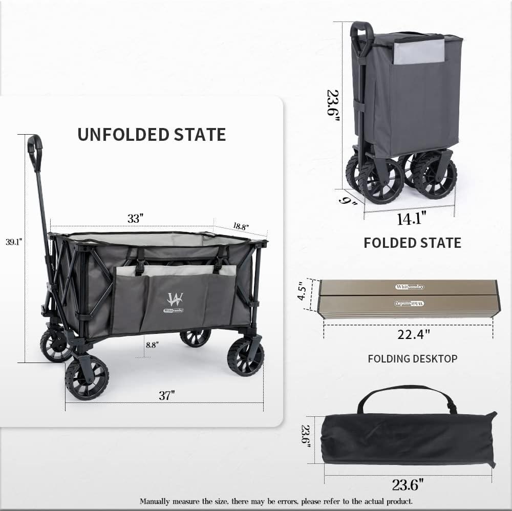 Khaki Folding Wagon with Aluminum Table Plate