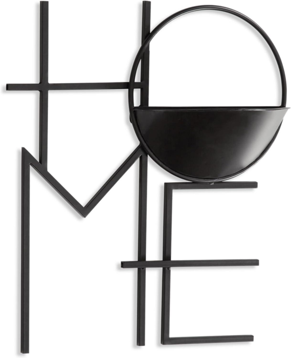 Contemporary Black Metal 'Home' Wall Planter for Indoor/Outdoor