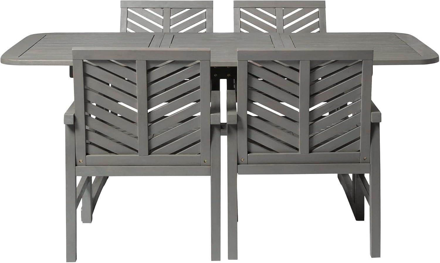 Modern 4-Person Chevron Walnut Wood Patio Dining Set