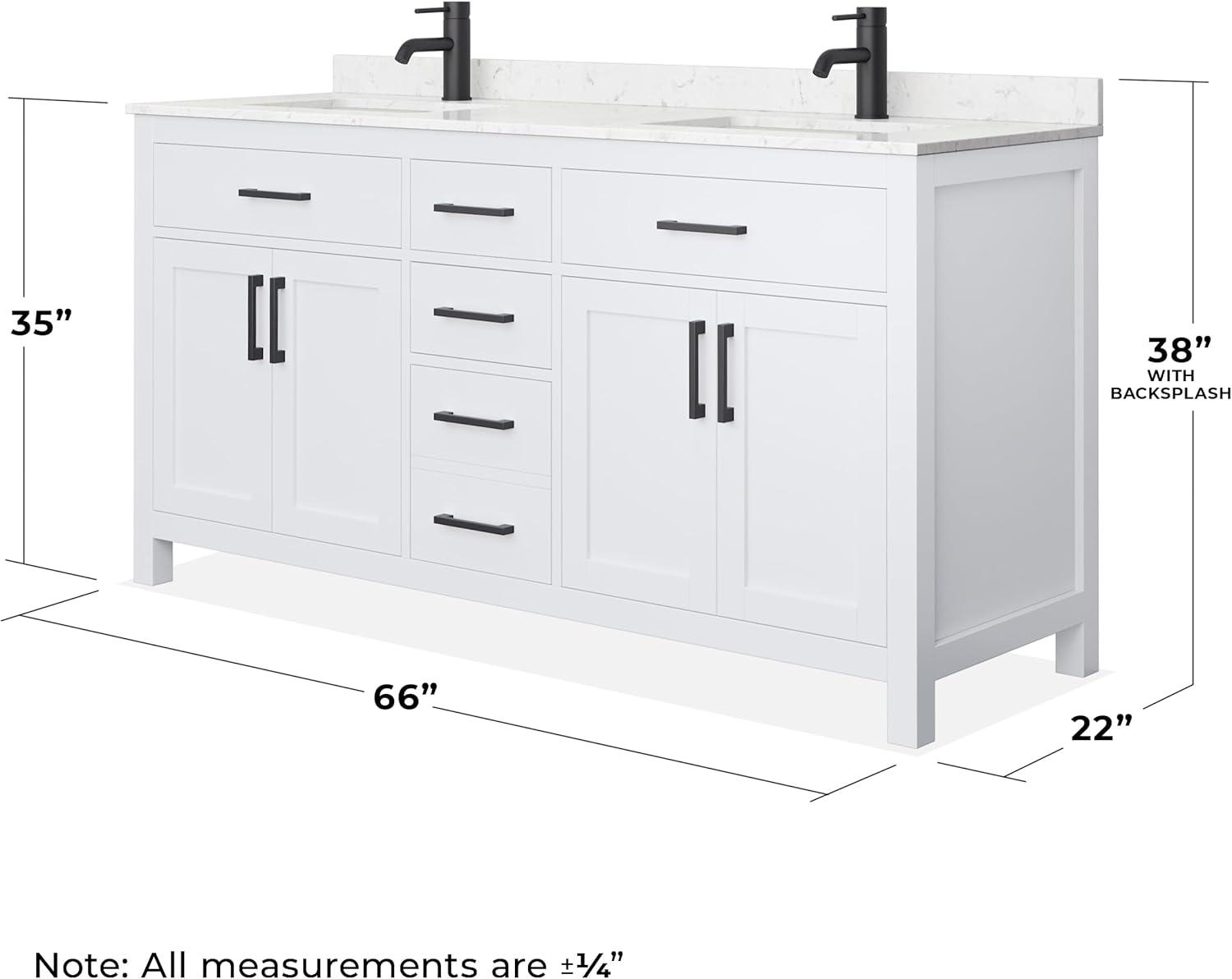 Beckett 66" Freestanding Double Bathroom Vanity with Cultured Marble Top