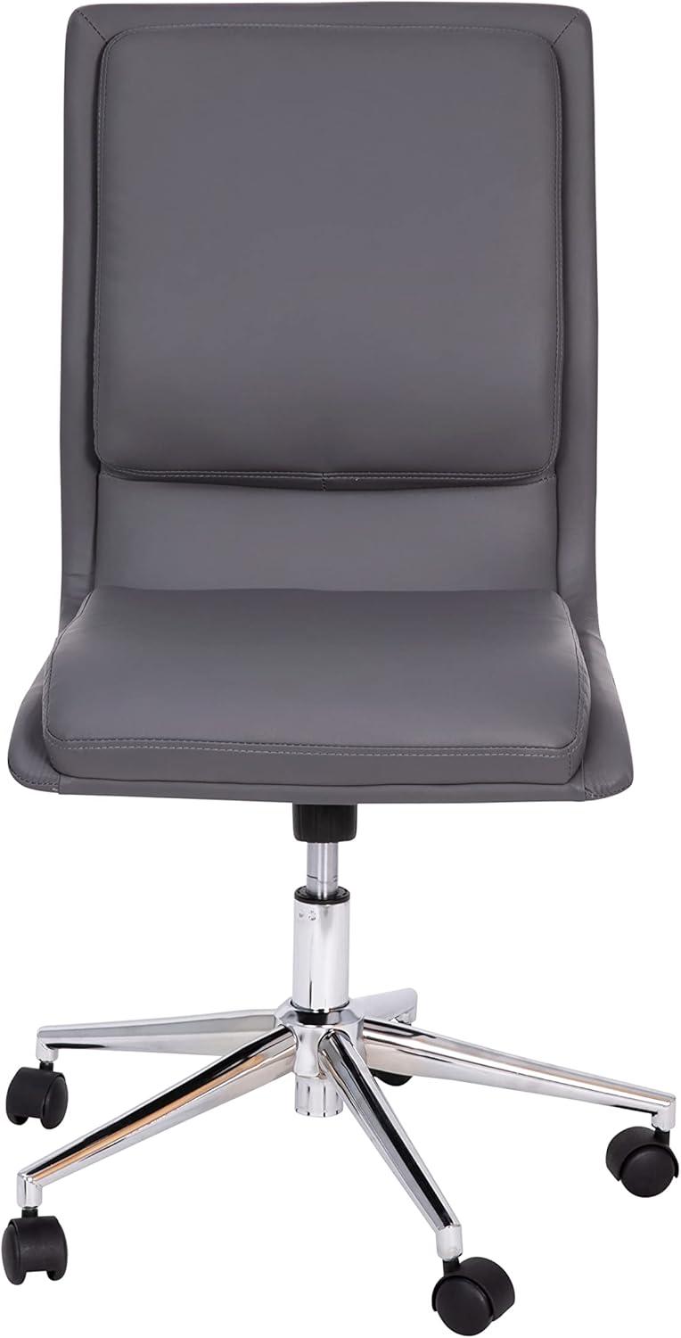 Flash Furniture Madigan Mid-Back Armless Swivel Task Office Chair with LeatherSoft and Adjustable Chrome Base, Gray