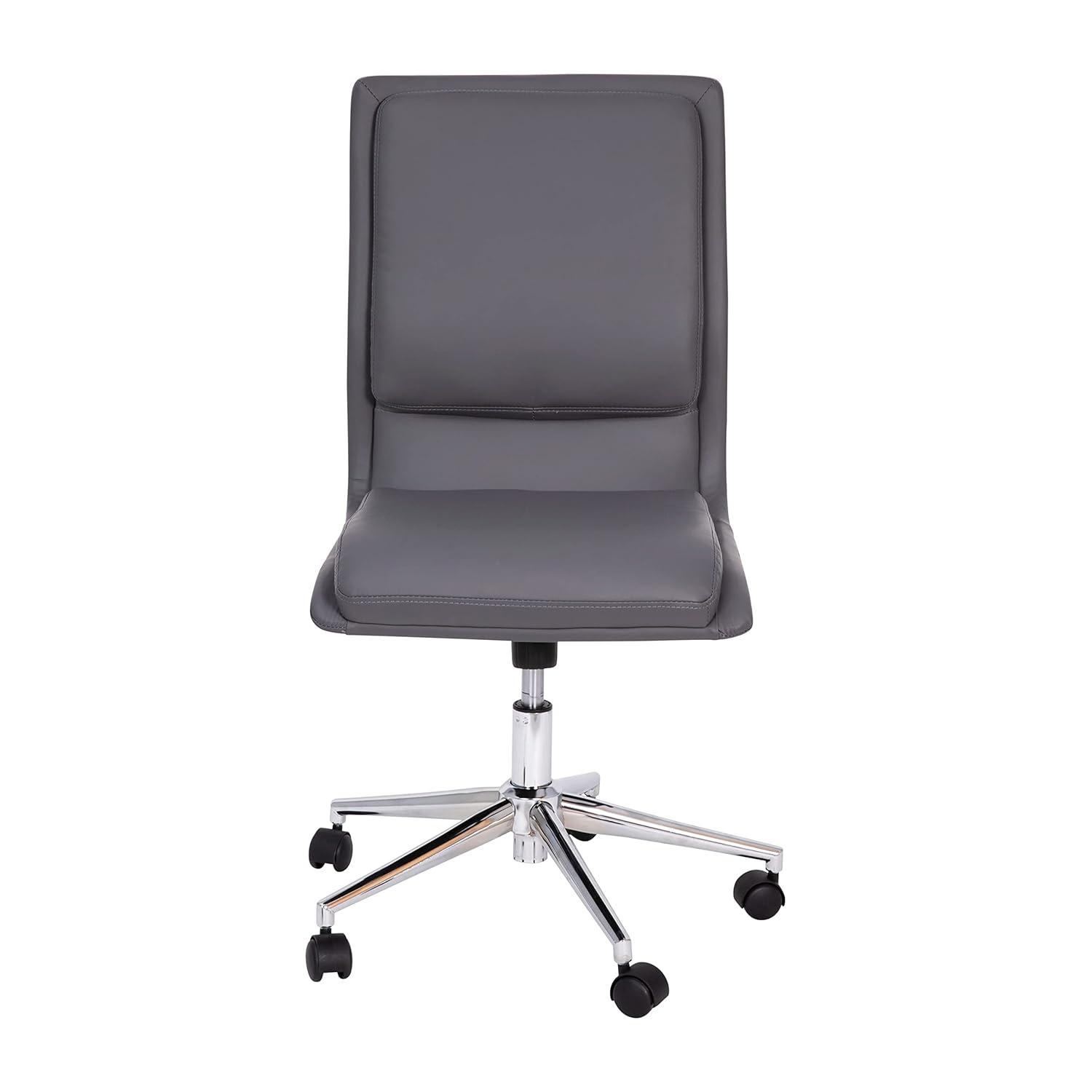 Flash Furniture Madigan Mid-Back Armless Swivel Task Office Chair with LeatherSoft and Adjustable Chrome Base, Gray