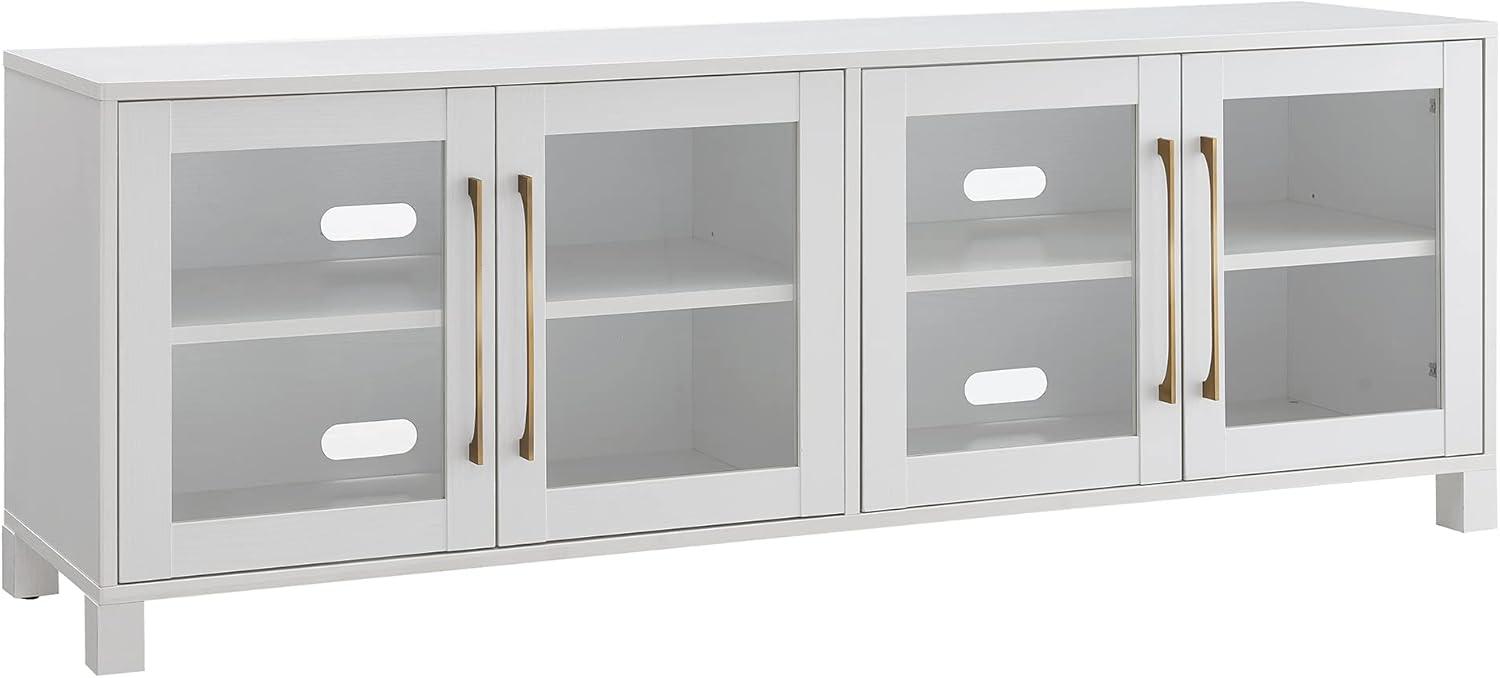 Quincy Modern 68" White Metal TV Stand with Enclosed Cabinets