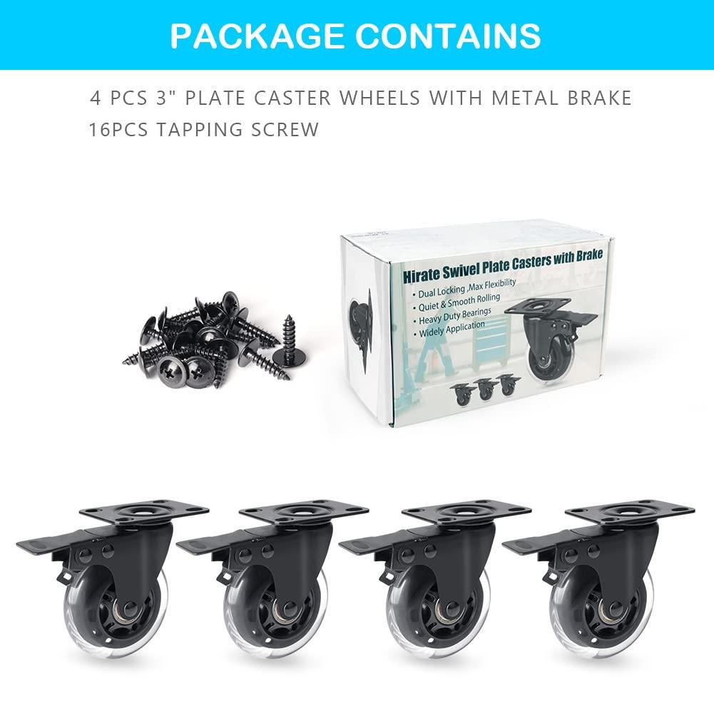 SKYSHALO PVC 3 in Swivel Casters, Orange, 4 Pack