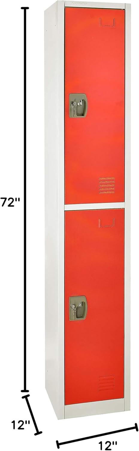 Red Steel Freestanding Locker with Adjustable Shelving