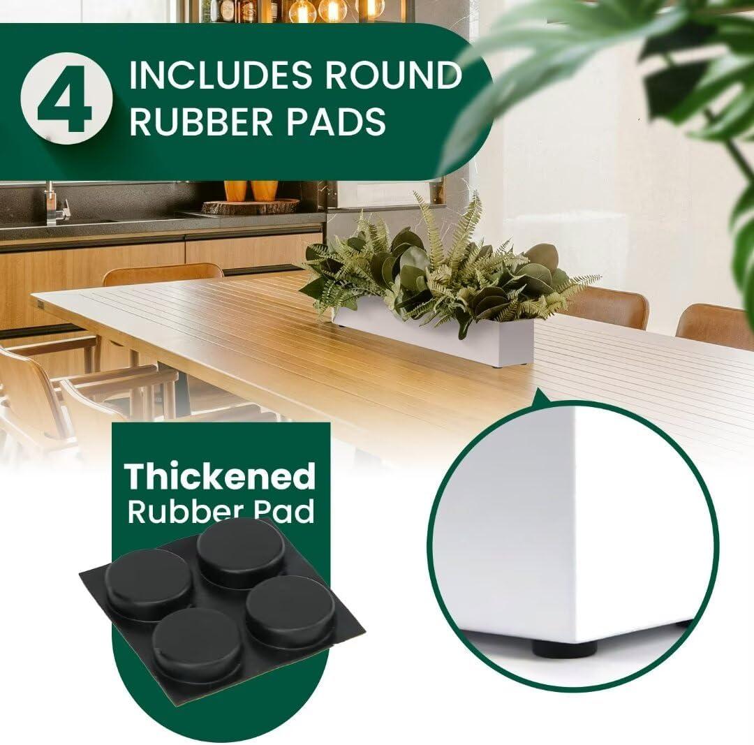 16" Window Box Rectangular Succulent Planting Box Metal Table Sill Planter Pots Modern Long Durable for Small Herb with Drainage Hole for Indoor Outdoor, with 4 Free Rubber Mats, White