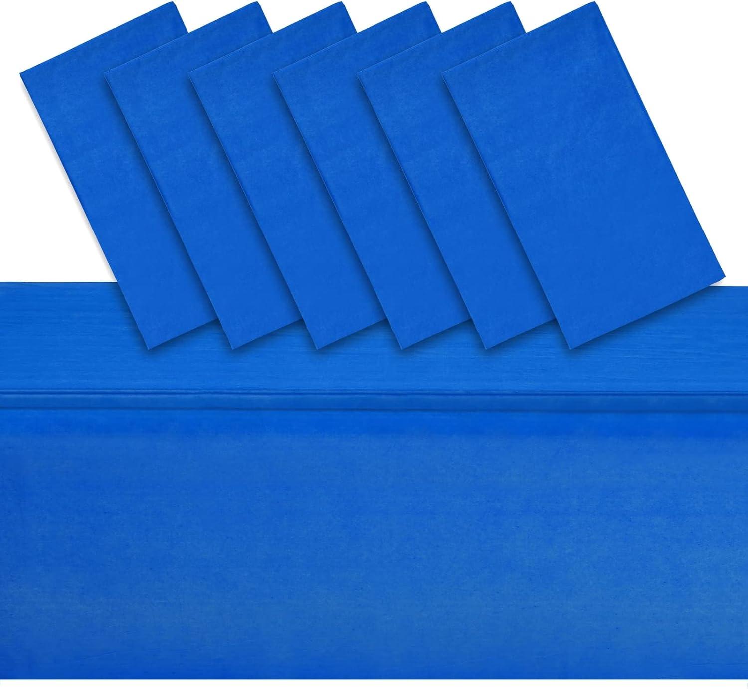 6 Pack Plastic Royal Blue Tablecloth for Parties, Rectangular Table Decorations, 54 x 108 Inches, Disposable Table Cover for Birthday, Graduation Party Supplies