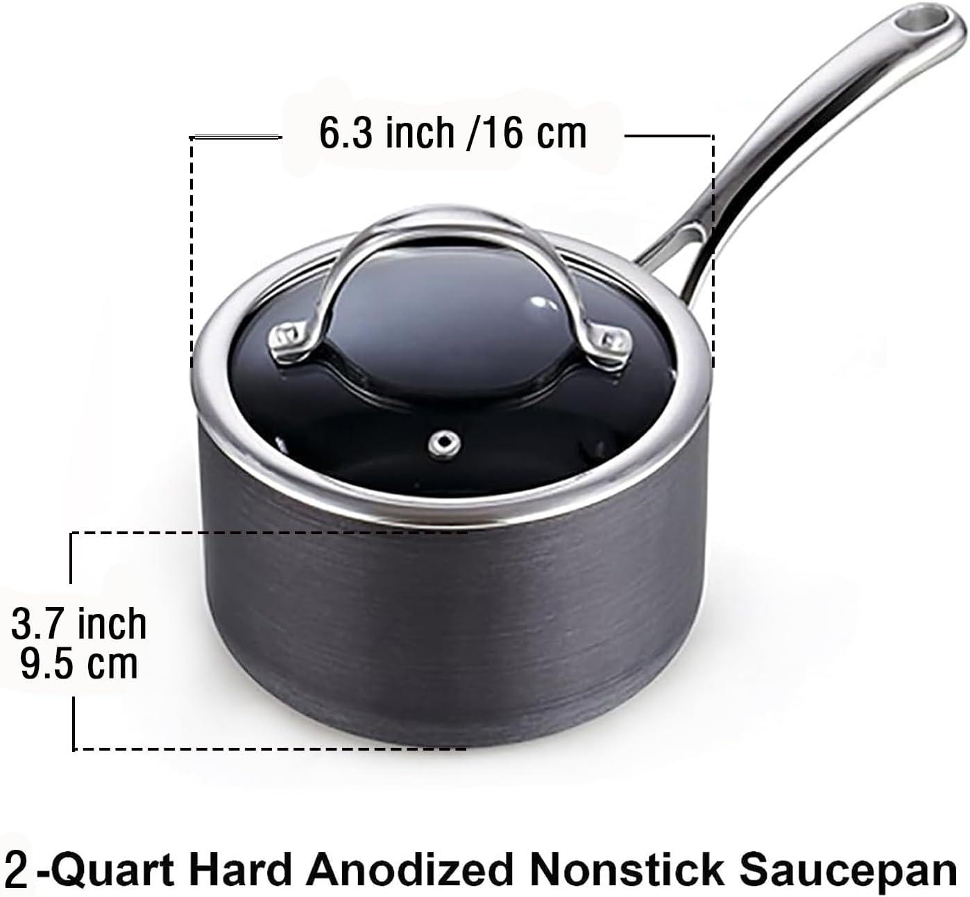 Cooks Standard 2-Quart Black Hard Anodized Nonstick Saucepan with Lid