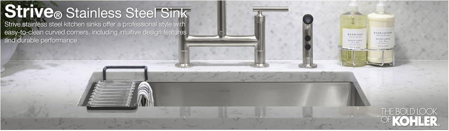 Strive 32" L x 18-1/4" W x 9-5/16" Under-Mount Double-Equal Kitchen Sink with Basin Rack