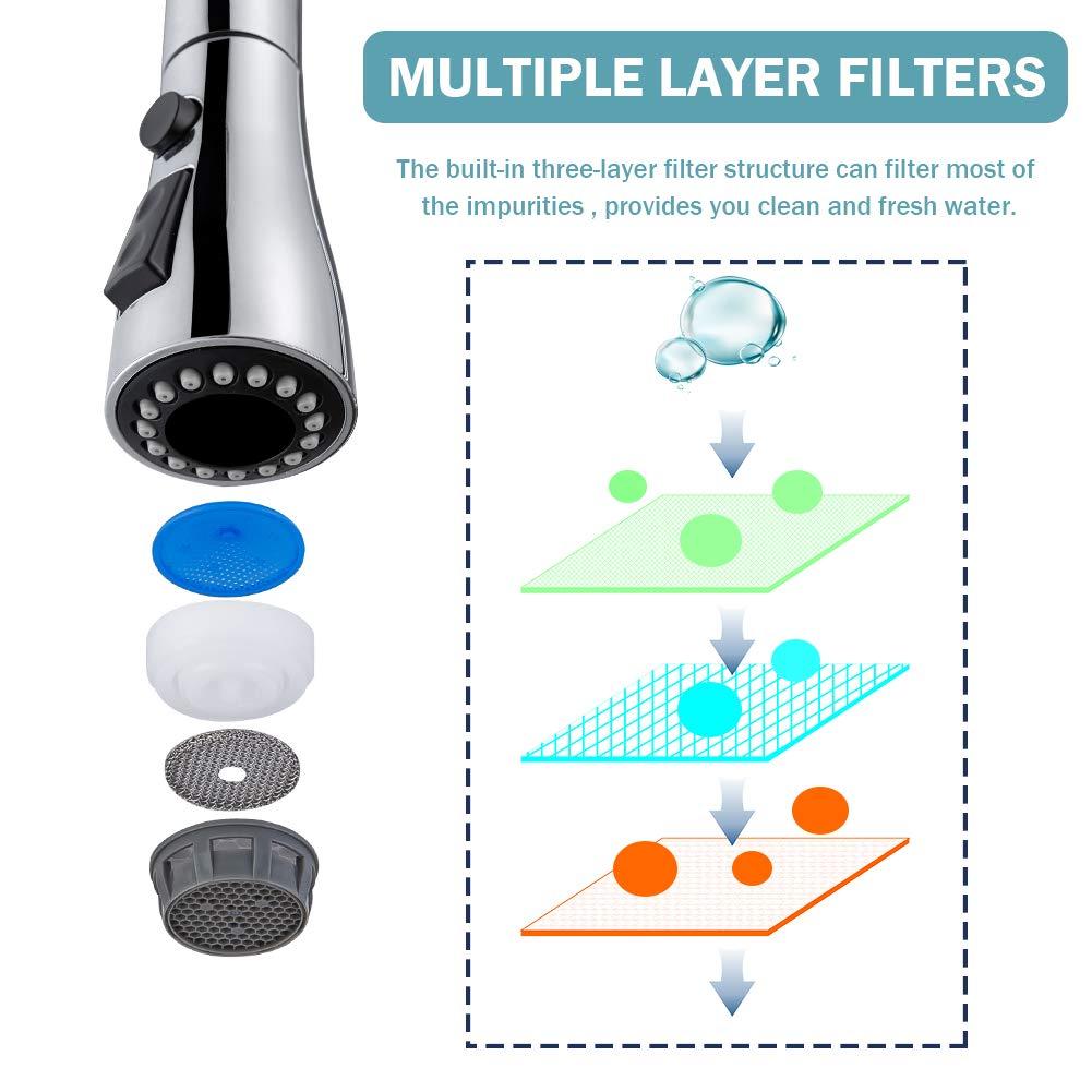 GAGALIFE Single Handle Pull Down Sprayer Kitchen Faucet High Arc Stainless Steel Faucet with 3-Function Sprayer JJL-CL-PT-SDP-C