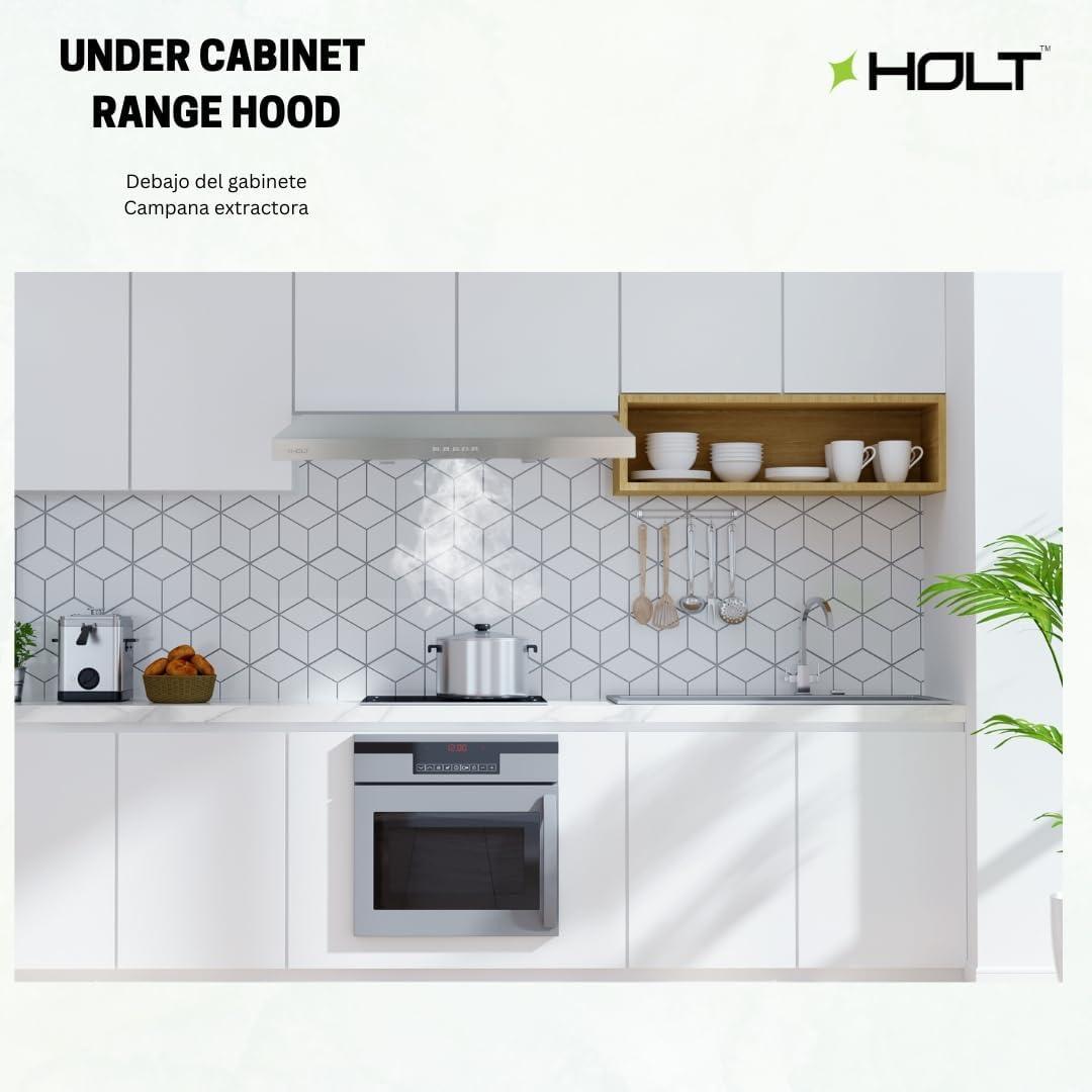 HOLT Stainless Steel 450 CFM Ducted (Vented) Under Cabinet Range Hood with Baffle Filter