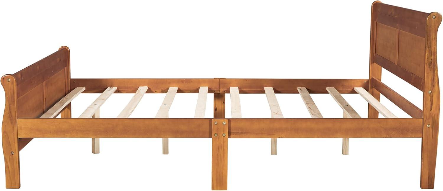 Oak Queen Platform Bed with Headboard and Storage