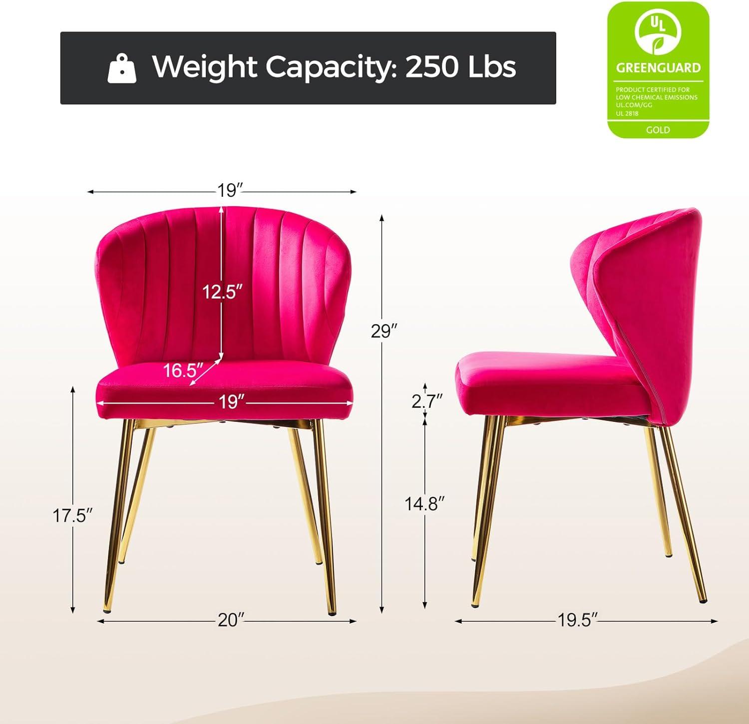 Velvet Upholstery Comfy Dining Chair Accent Channel Tufted Metal Legs Home Living Room Bedroom Kitchen Red