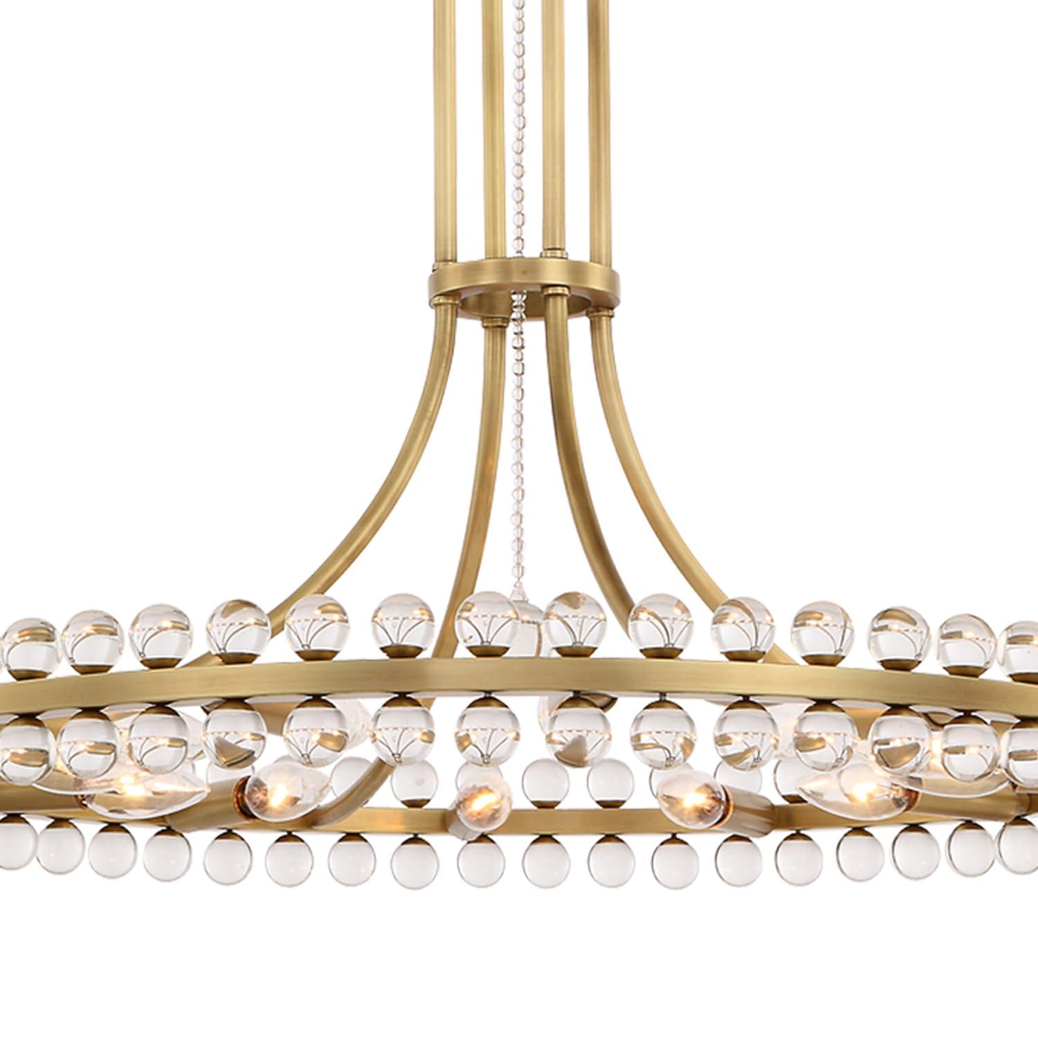 Brushed Nickel and Glass 12-Light Chandelier