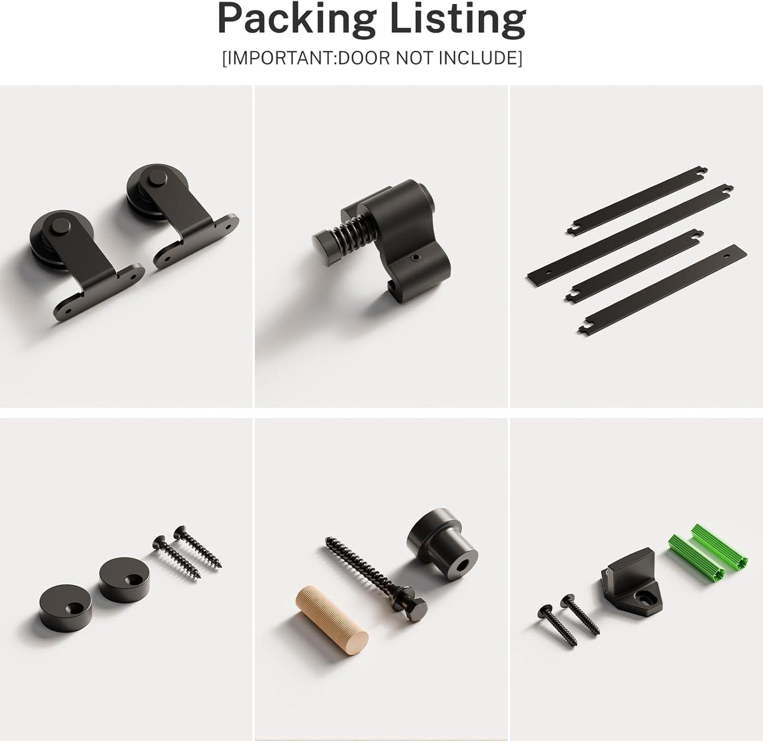 MARLIN MANUFACTURING COMPANY, INCORPORATED 6FT Sliding Barn Door Hardware Kit For Single Wood Door, Smoothly And Quietly, Easy To Install Fit 35" Wide And 1.18"-1.96" Thickness Door Panel, Includes Installation Instruction
