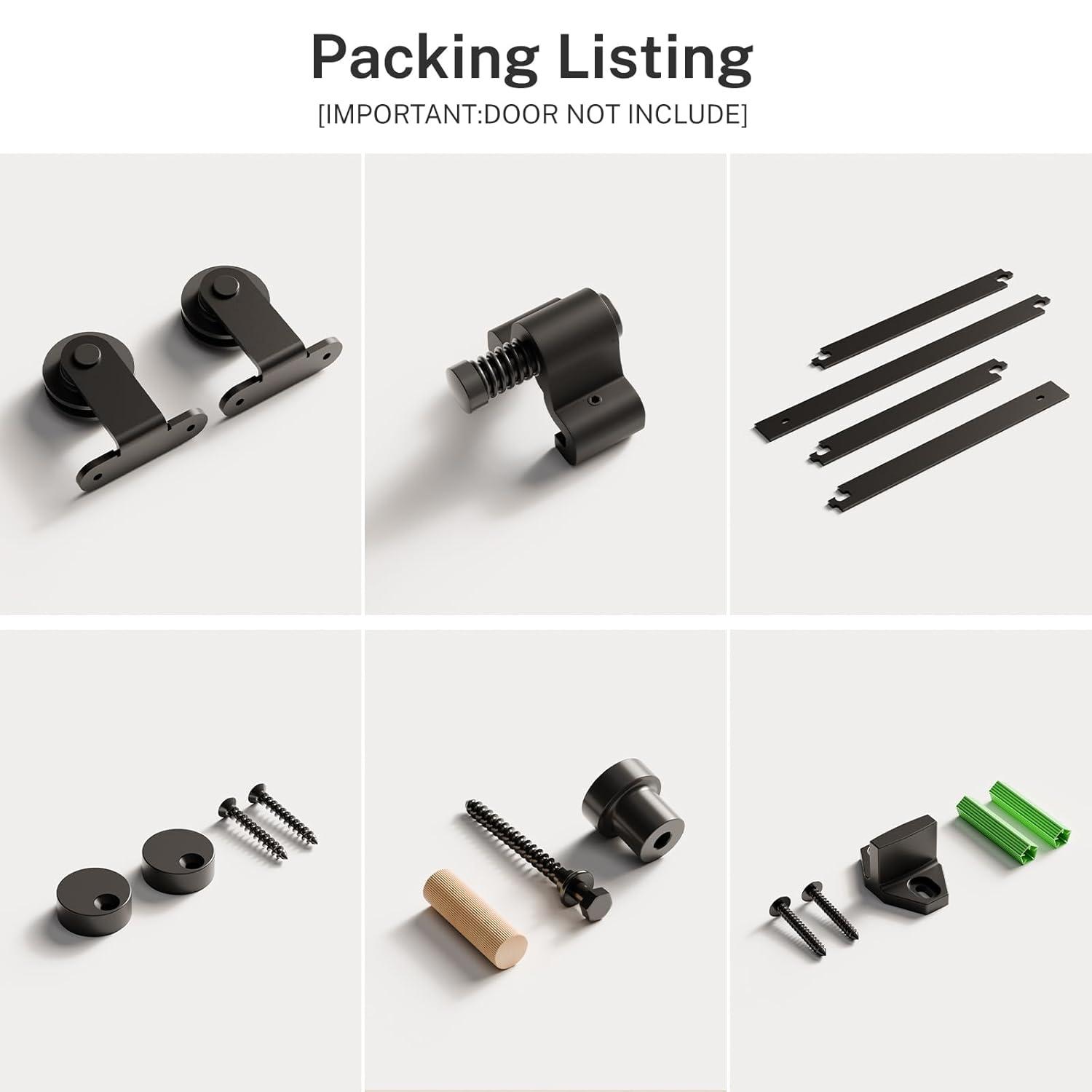 MARLIN MANUFACTURING COMPANY, INCORPORATED 6FT Sliding Barn Door Hardware Kit For Single Wood Door, Smoothly And Quietly, Easy To Install Fit 35" Wide And 1.18"-1.96" Thickness Door Panel, Includes Installation Instruction