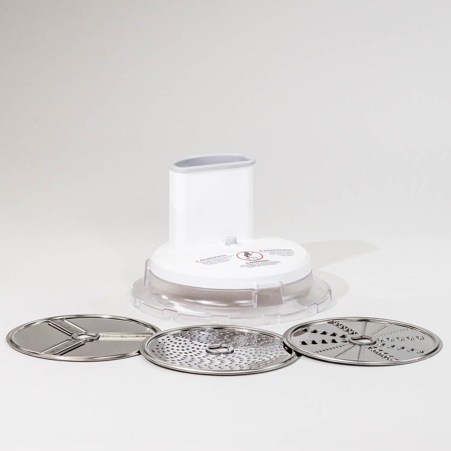 Large White and Stainless Steel Slicer Shredder Attachment