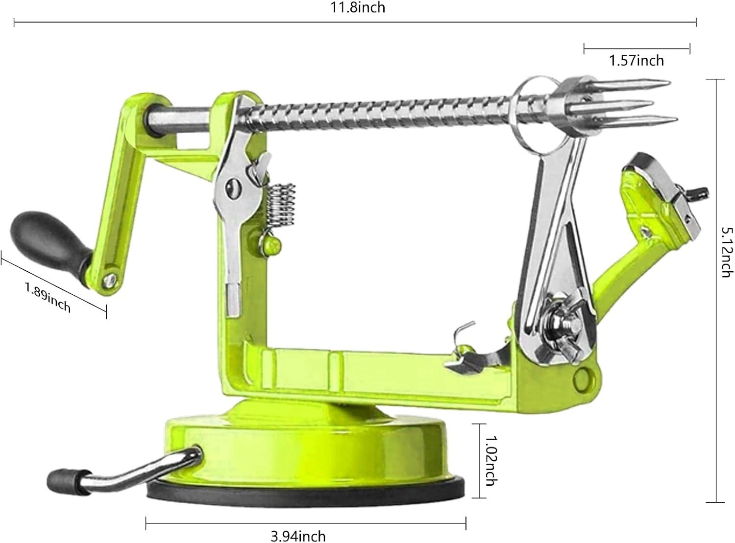 Green Stainless Steel Apple Peeler Corer Slicer with Suction Base