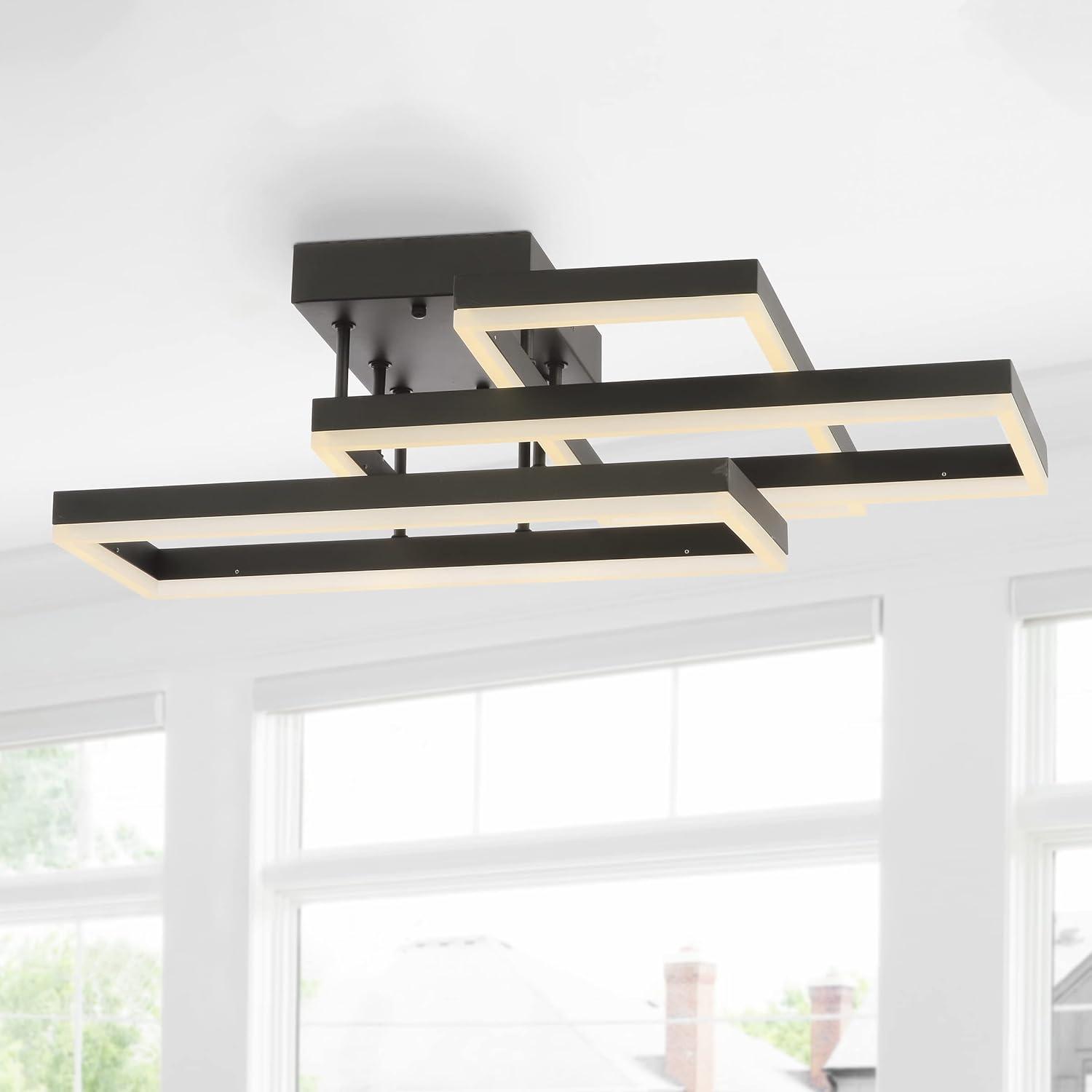 Lumina 28" LED Black Geometric Flush Mount Ceiling Light