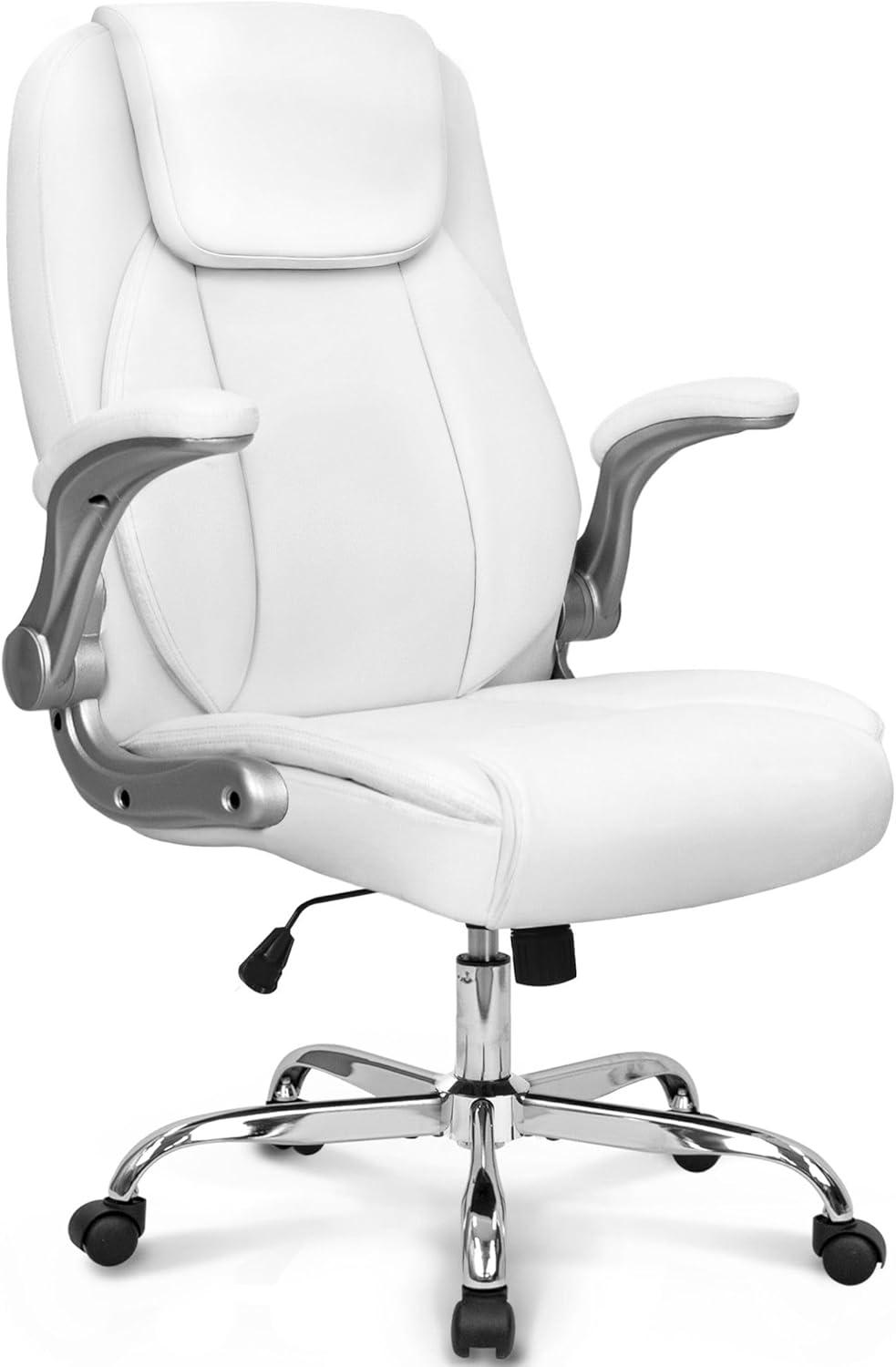 Neo Chair executive office chair cushioned 8 Hours Comfort, Heavy Duty Design, ergonomic back support flip-up armrest, White