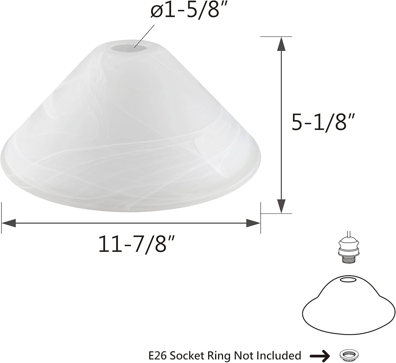 Aspen Creative 25302-64-1, Alabaster Glass Shade for Medium Base Socket Torchiere Lamp, Swag Lamp,Pendant, Island Fixture, 11-7/8" Diameter x 5-1/8" Height