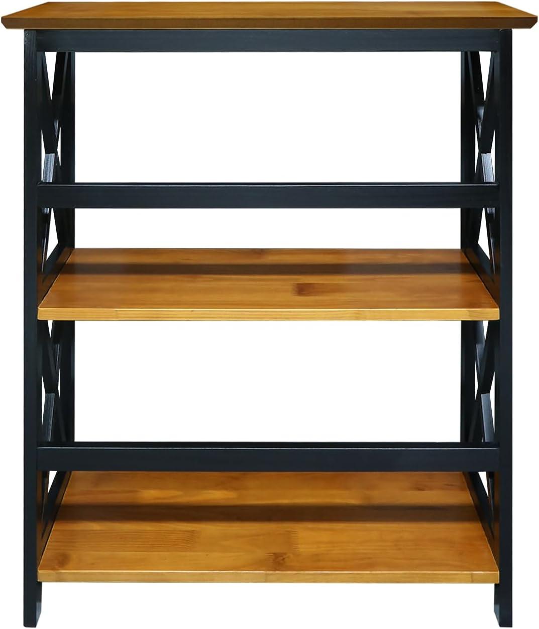 Casual Home Montego 3-Shelf Bookcase, Antique Walnut/Black