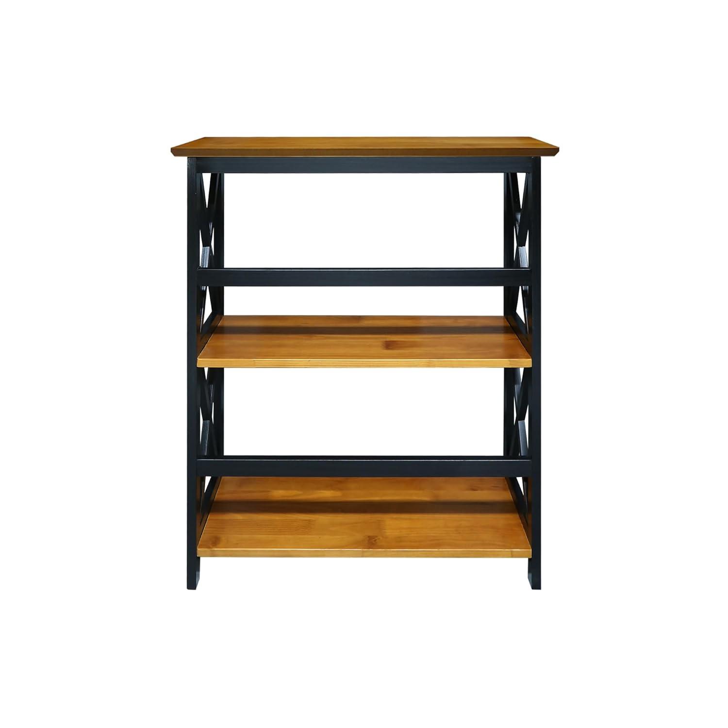 Casual Home Montego 3-Shelf Bookcase, Antique Walnut/Black