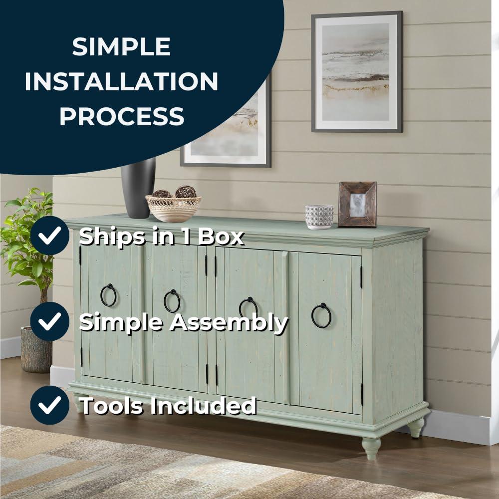 Martin Svensson Home Garden District Rustic Blue Solid Wood 65" TV Stand