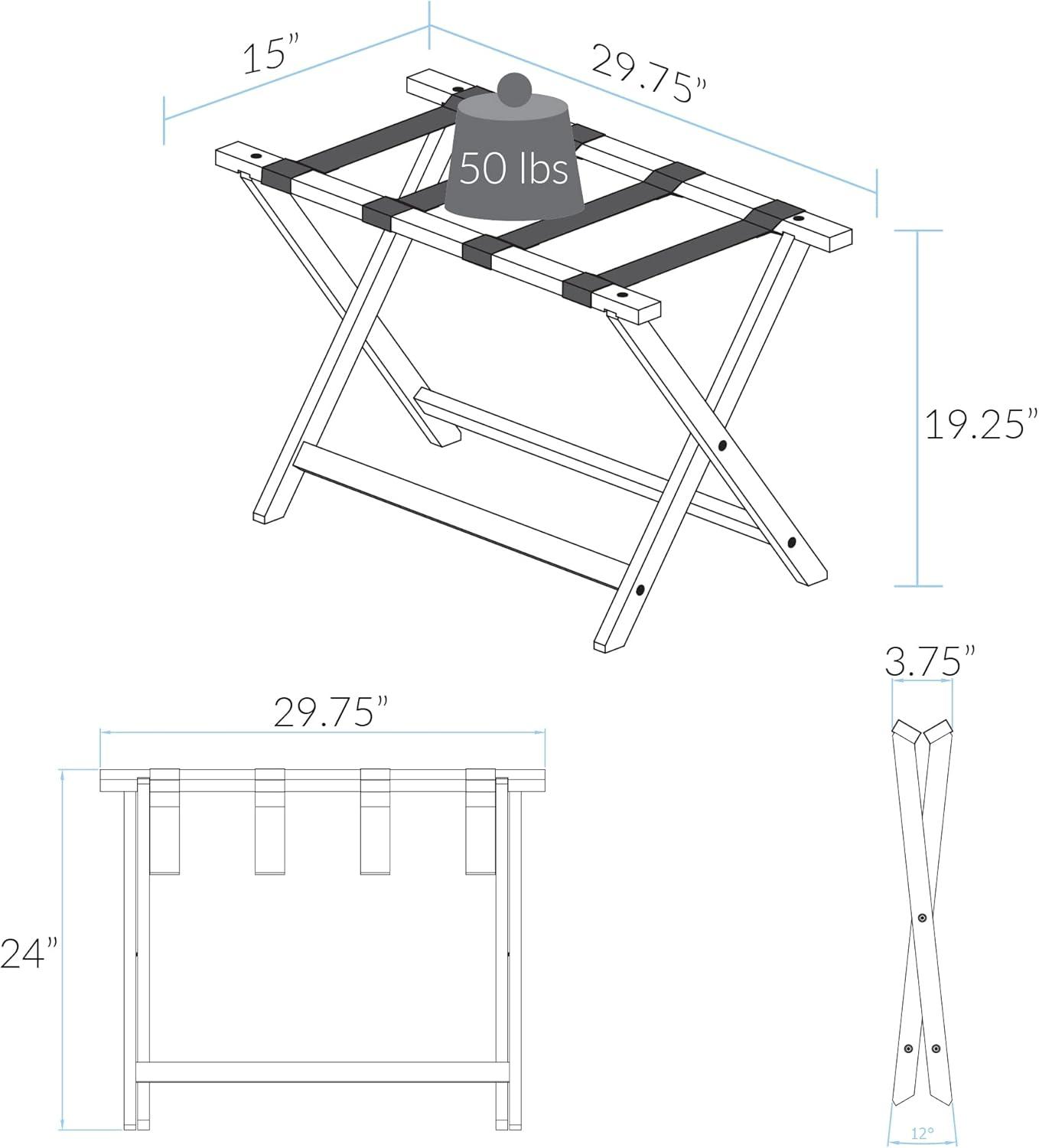 Heavy Duty 30" Extra Wide Luggage Rack - Walnut