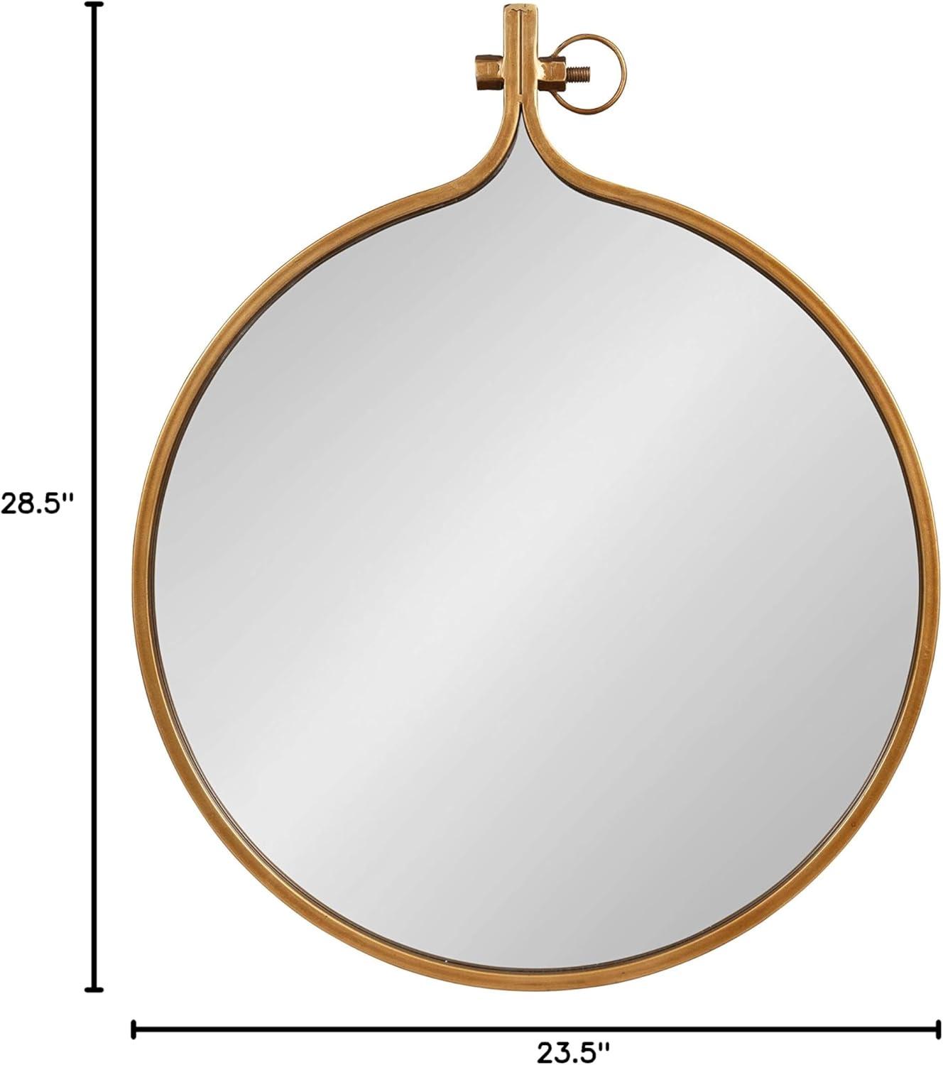 Kate and Laurel Yitro Round Industrial Modern Metal Framed Wall Mirror, 23.5x28.5, Gold