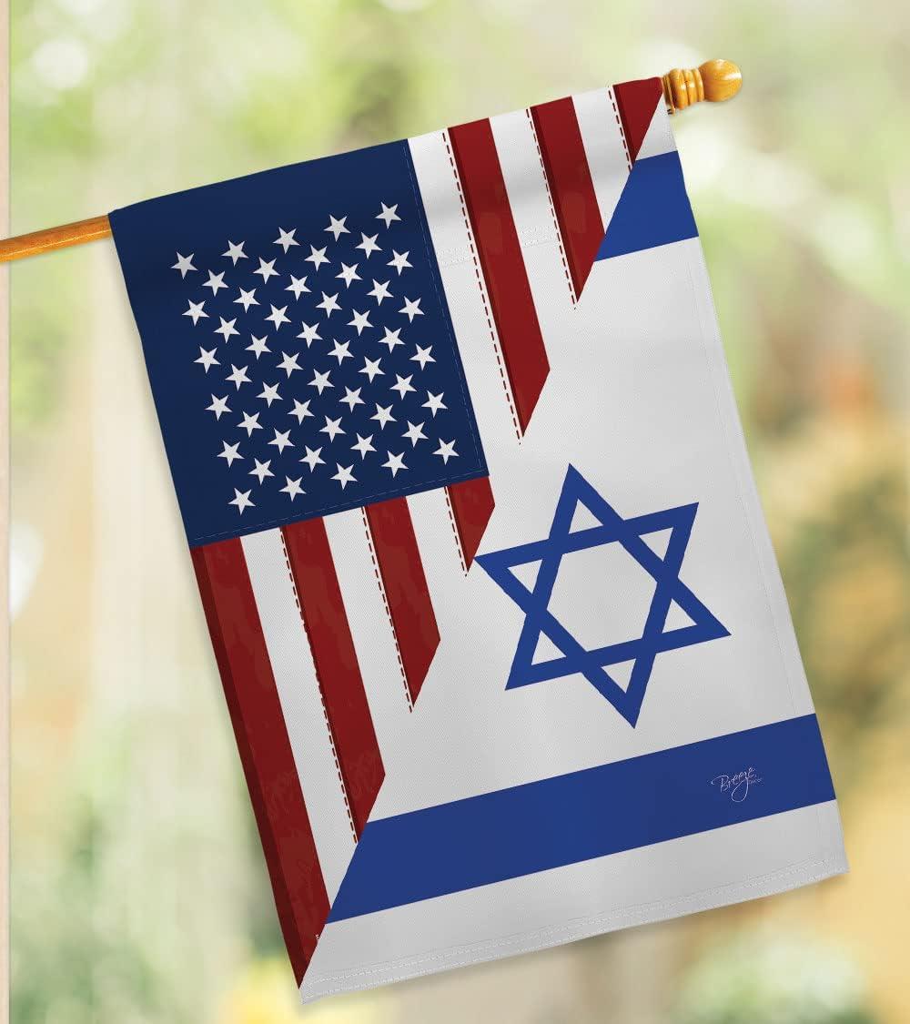 Patriotic US-Israel Friendship Double-Sided House Flag Set