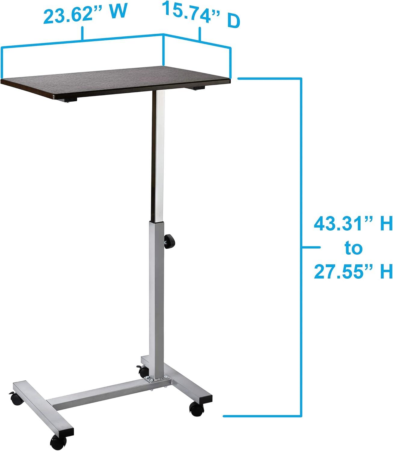 airLIFT 23.6'' W Adjustable Height Rolling Laptop Desk Overbed Stand with Wheels