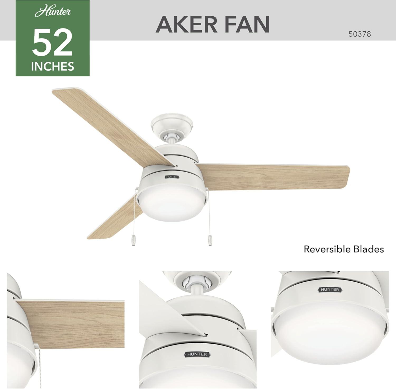 52" Aker 3 - Blade Outdoor Standard Ceiling Fan with Pull Chain and Light Kit Included