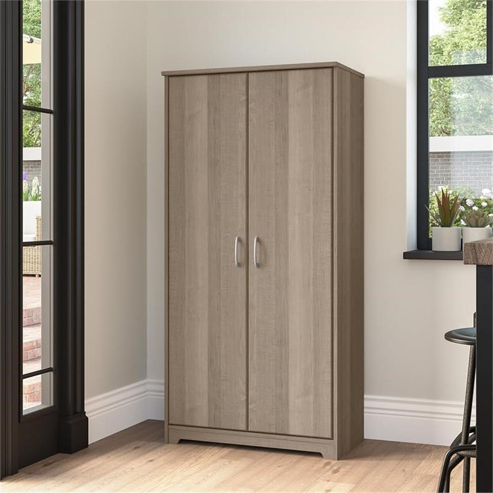 Cabot Tall Kitchen Pantry Cabinet with Doors in Ash Gray - Engineered Wood