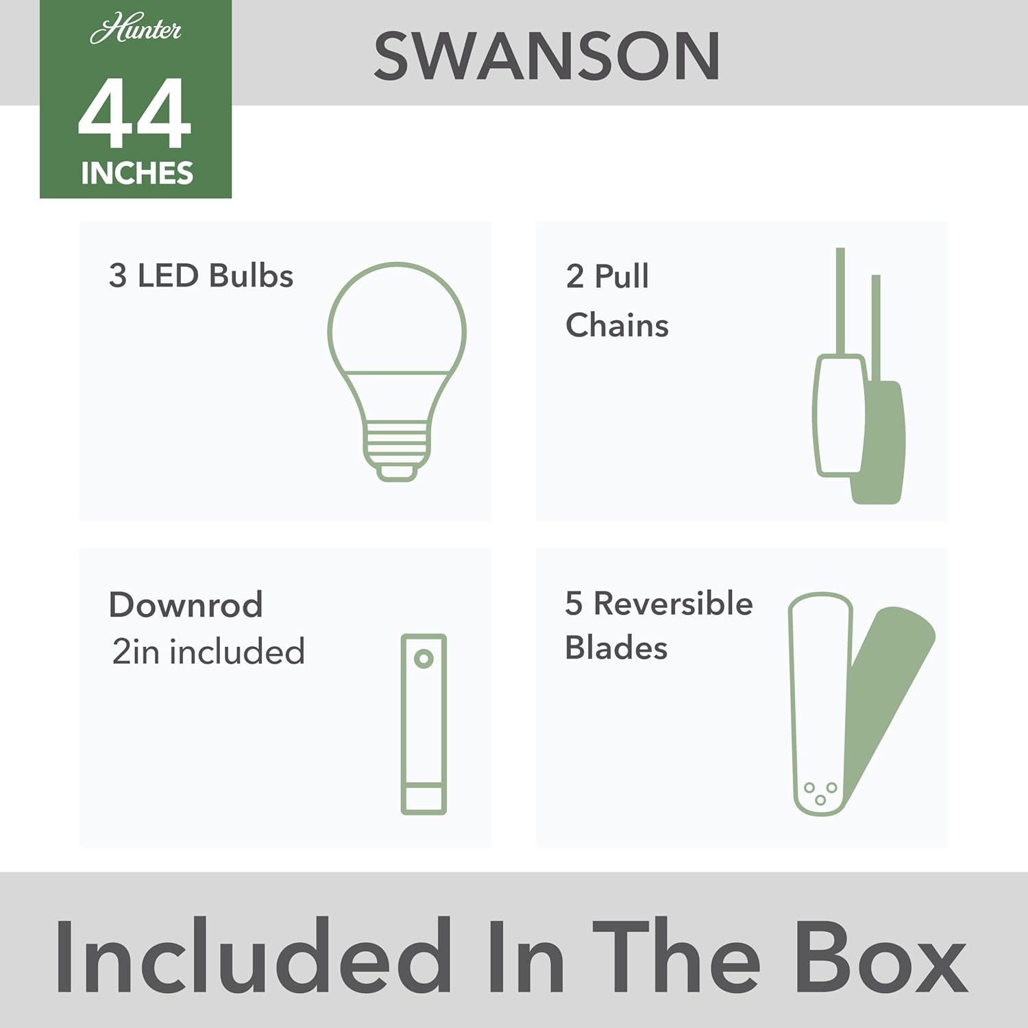 44" Swanson 5 - Blade Standard Ceiling Fan with Pull Chain and Light Kit Included